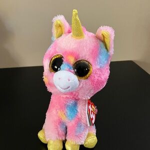 TySilk Fantasia Multicolor Unicorn Plush with Gold Accents